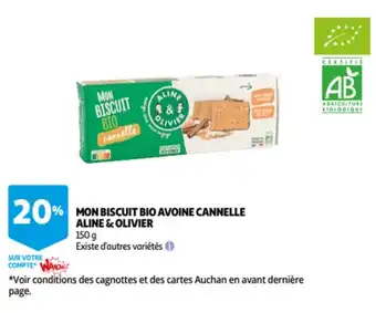 Mon biscuit bio avoine cannelle aline & oliver 150g