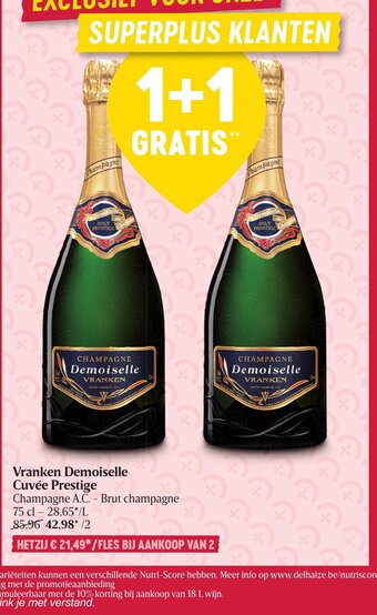 Delhaize Vranken demoiselle cuvee prestige aanbieding