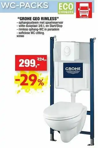 Hubo Wc-pack grohe geo rimless aanbieding
