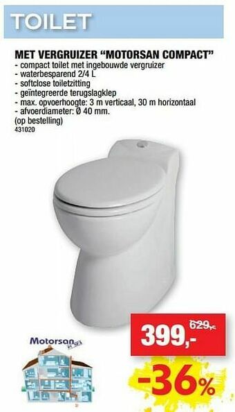 Hubo Toilet met vergruizer motorsan compact aanbieding