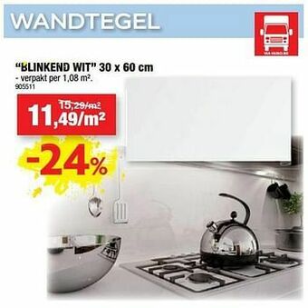 Hubo Wandtegel blinkend wit aanbieding