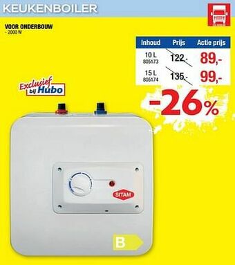 Hubo Keukenboiler voor onderbouw aanbieding