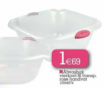 Yess Afwasbak vierkant transp rose handvat aanbieding