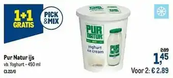 Makro Pur natur ijs yoghurt aanbieding