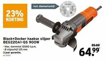 GAMMA Black+decker haakse slijper beg220a1-qs 900w aanbieding