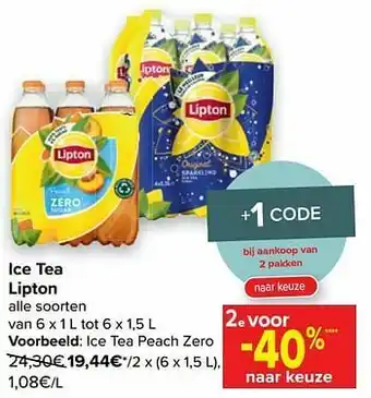 Carrefour Market Lipton ice tea peach zero aanbieding