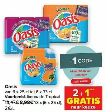 Carrefour Market Oasis limonade tropical aanbieding