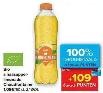 Carrefour Bio sinaasappellimonade chaudfontaine aanbieding