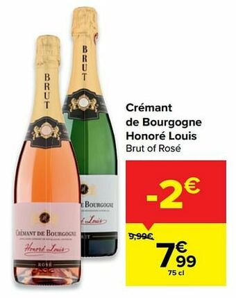 Carrefour Crémant de bourgogne honoré louis brut of rosé aanbieding