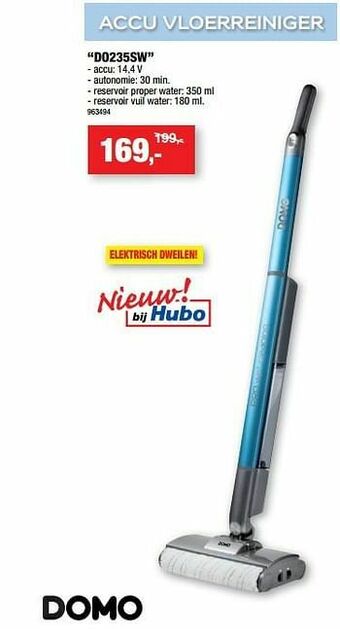 Hubo Domo elektro accu vloerreiniger do235sw aanbieding