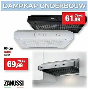 Hubo Zanussi dampkap onderbouw inox aanbieding