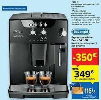 Carrefour Delonghi espressomachine esam 04.110b aanbieding