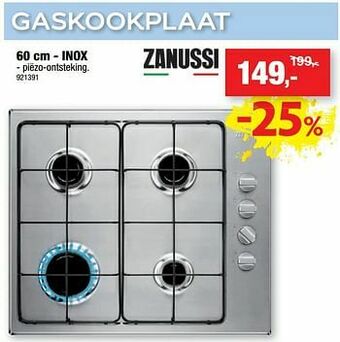 Zanussi gaskookplaat inox