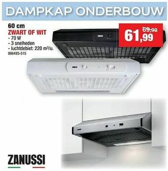 Zanussi dampkap onderbouw zwart of wit