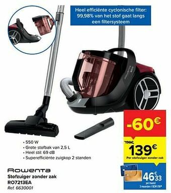 Carrefour Rowenta stofzuiger zonder zak ro7213ea aanbieding