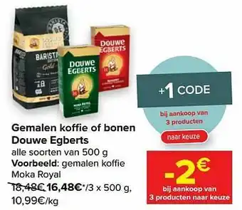 Carrefour Market Douwe egberts gemalen koffie aanbieding