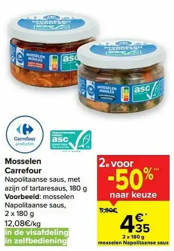 Carrefour Market Mosselen napolitaanse saus aanbieding