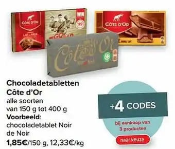Carrefour Côte d`or chocoladetablet noir de noir aanbieding