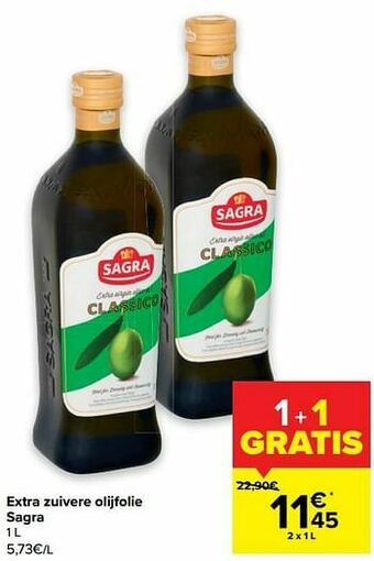 Carrefour Extra zuivere olijfolie sagra aanbieding