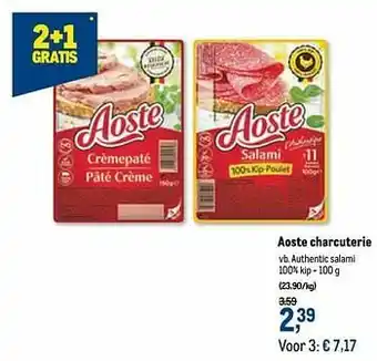 Makro Aoste charcuterie authentic salami 100% kip aanbieding