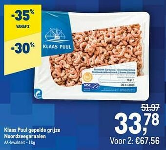 Makro Klaas puul gepelde grijze noordzeegarnalen aanbieding