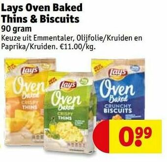Kruidvat Lays oven baked thins + biscuits aanbieding
