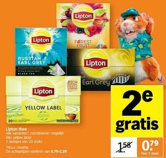 Albert Heijn Lipton thee yellow label aanbieding