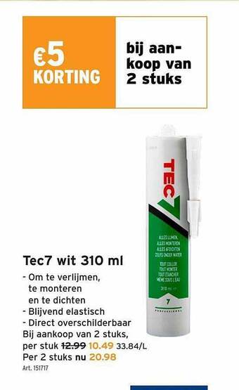 GAMMA Tec7 wit 310 ml aanbieding