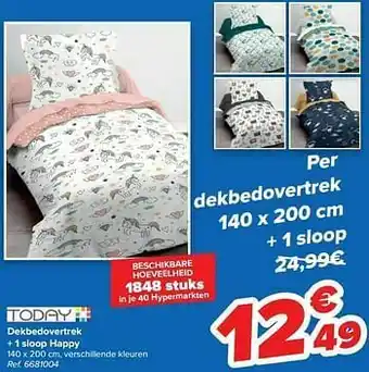 Carrefour Dekbedovertrek + 1 sloop happy aanbieding