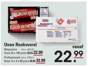 Sligro Unox rookworst aanbieding