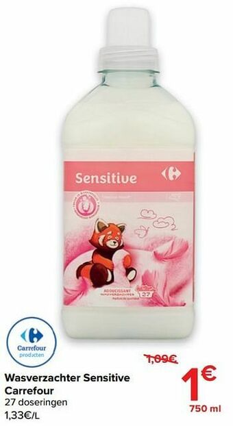 Wasverzachter sensitive carrefour