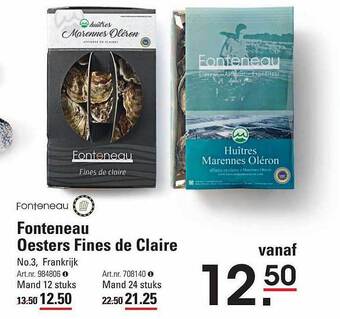 Sligro Fonteneau oesters fines de claire aanbieding