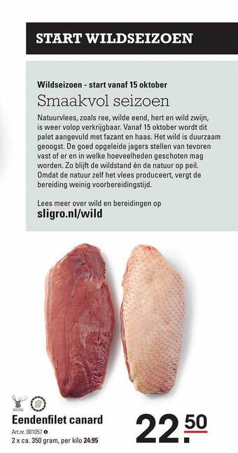 Sligro Eendenfilet canard aanbieding