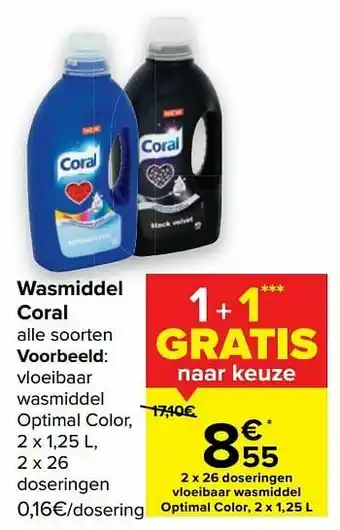 Carrefour Coral vloeibaar wasmiddel optimal color aanbieding
