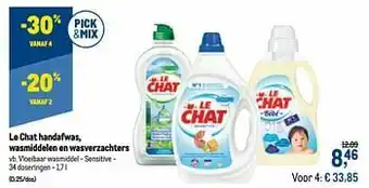 Le chat handafwas, wasmiddelen en wasverzachters