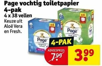 Kruidvat Page vochtig toiletpapier aanbieding