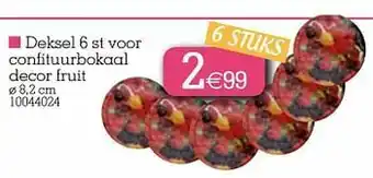 Deksel 6 st voor confituurbokaal decor fruit