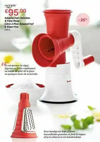 Adaptachef ijsmolen + fijne rasp cône à piler adaptachef + râpe fine