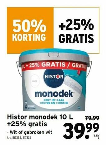 GAMMA Histor monodek aanbieding
