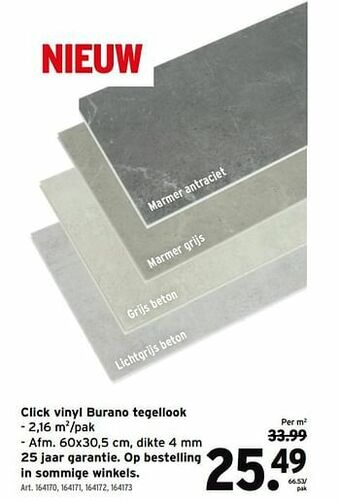 GAMMA Click vinyl burano tegellook aanbieding