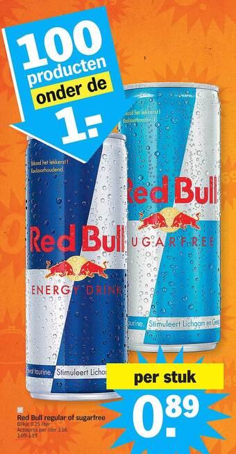 Albert Heijn Red bull regular of sugarfree aanbieding