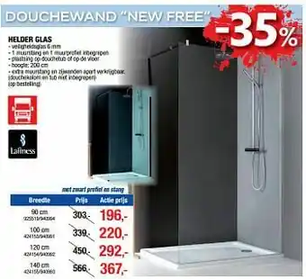 Hubo Douchewand new free helder glas aanbieding