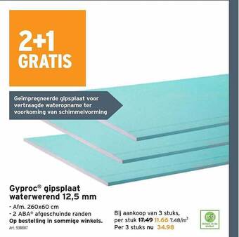 GAMMA Gyproc gipsplaat waterwerend 12,5 mm aanbieding