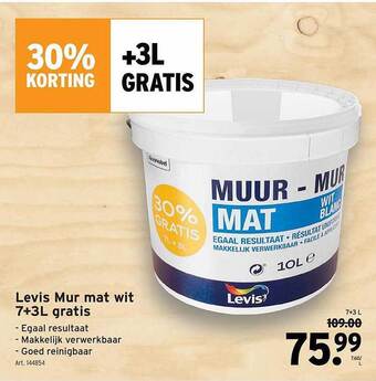 GAMMA Levis mur mat wit 7+3l gratis aanbieding