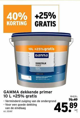 GAMMA Gamma dekkende primer 10 l +25% gratis aanbieding