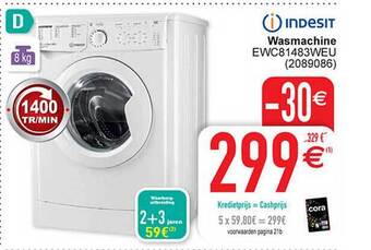 Cora Indesit wasmachine ewc81483weu aanbieding