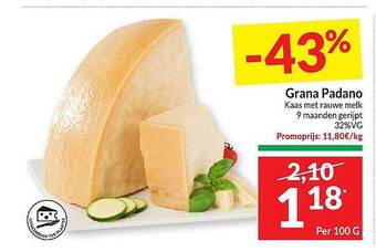 Intermarché Grana padano kaas met rauwe melk aanbieding