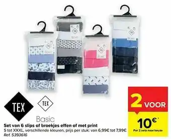 Carrefour Set van 6 slips of broekjes effen of met print aanbieding