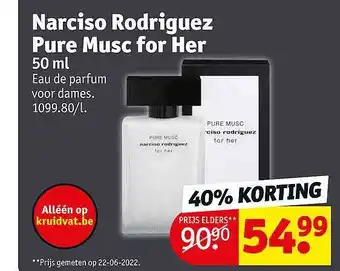 Kruidvat Narciso rodriguez pure musc for her aanbieding