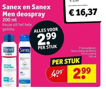 Kruidvat Sanex en sanex men deospray aanbieding